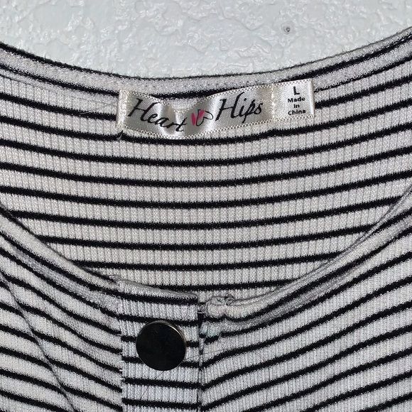 Black and white striped button down dress - Picture 3 of 5